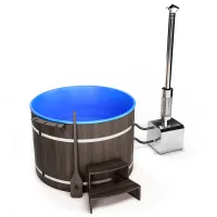 купель шишка с пластиковой вставкой 2000мм (голубая чаша/фасад венге) в комплекте печь